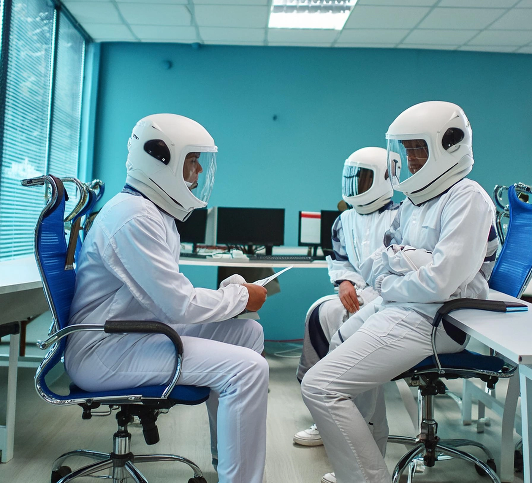 image d'un astronaute souiant qui regarde son téléphone